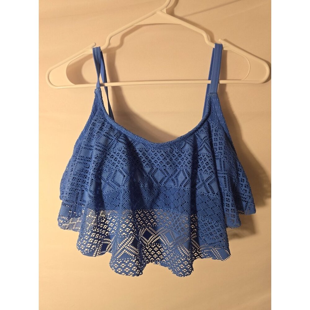 VM Full Coverage Women’s Plus Size 18W 1X Bikini‎ Swimsuit Top Blue Lace